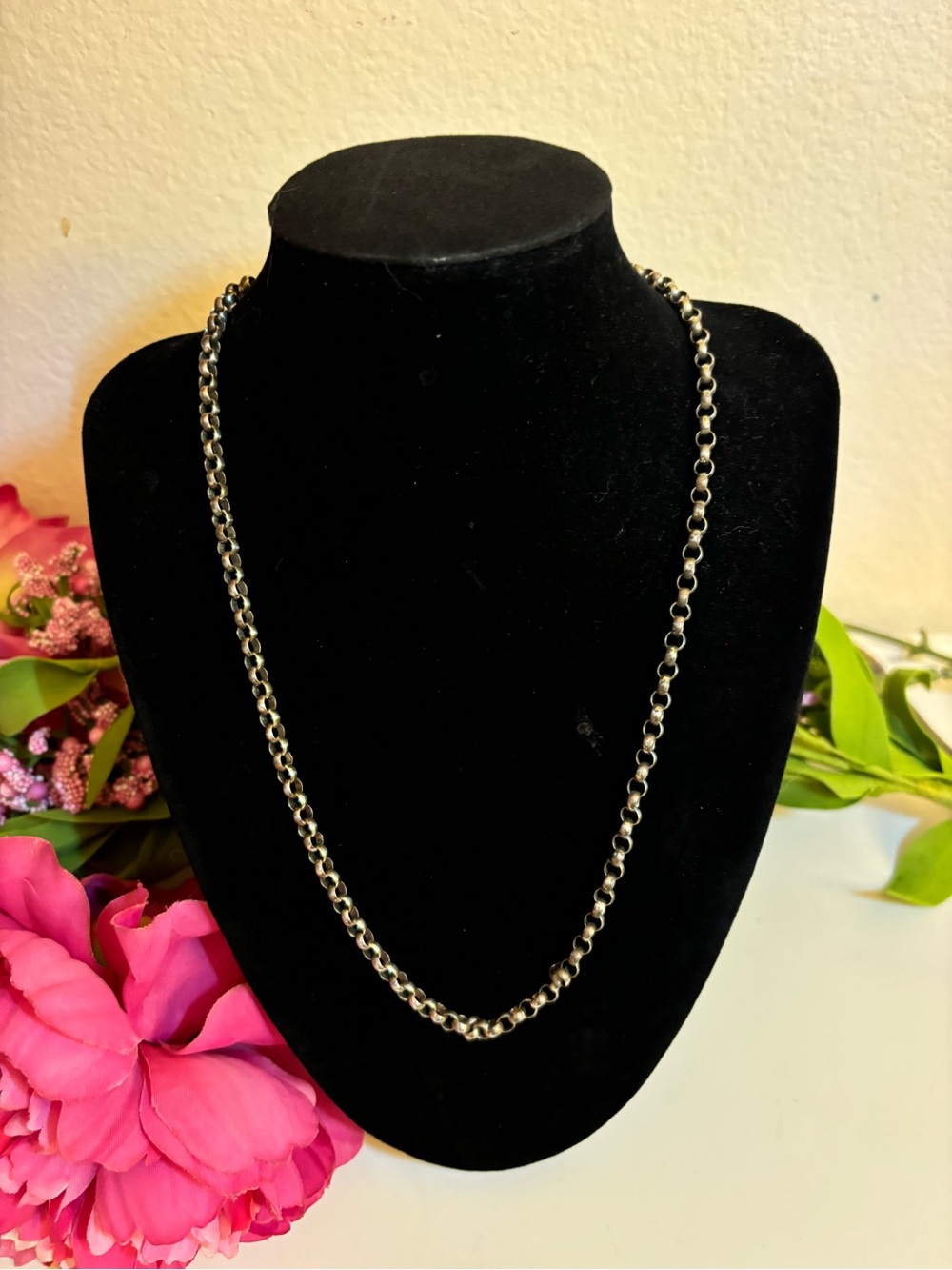 Vintage 925 Milor Italy Sterling Silver Rolo Chain Necklace, 18.5”